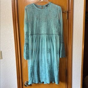 SUZANNE BETRO sheer Lace Long Sleeve Dress